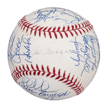 1998 World Series Champions New York Yankees Team Signed OAL Budig Baseball With 35 Signatures Including Jeter, Rivera, Torre & Raines (JSA)
